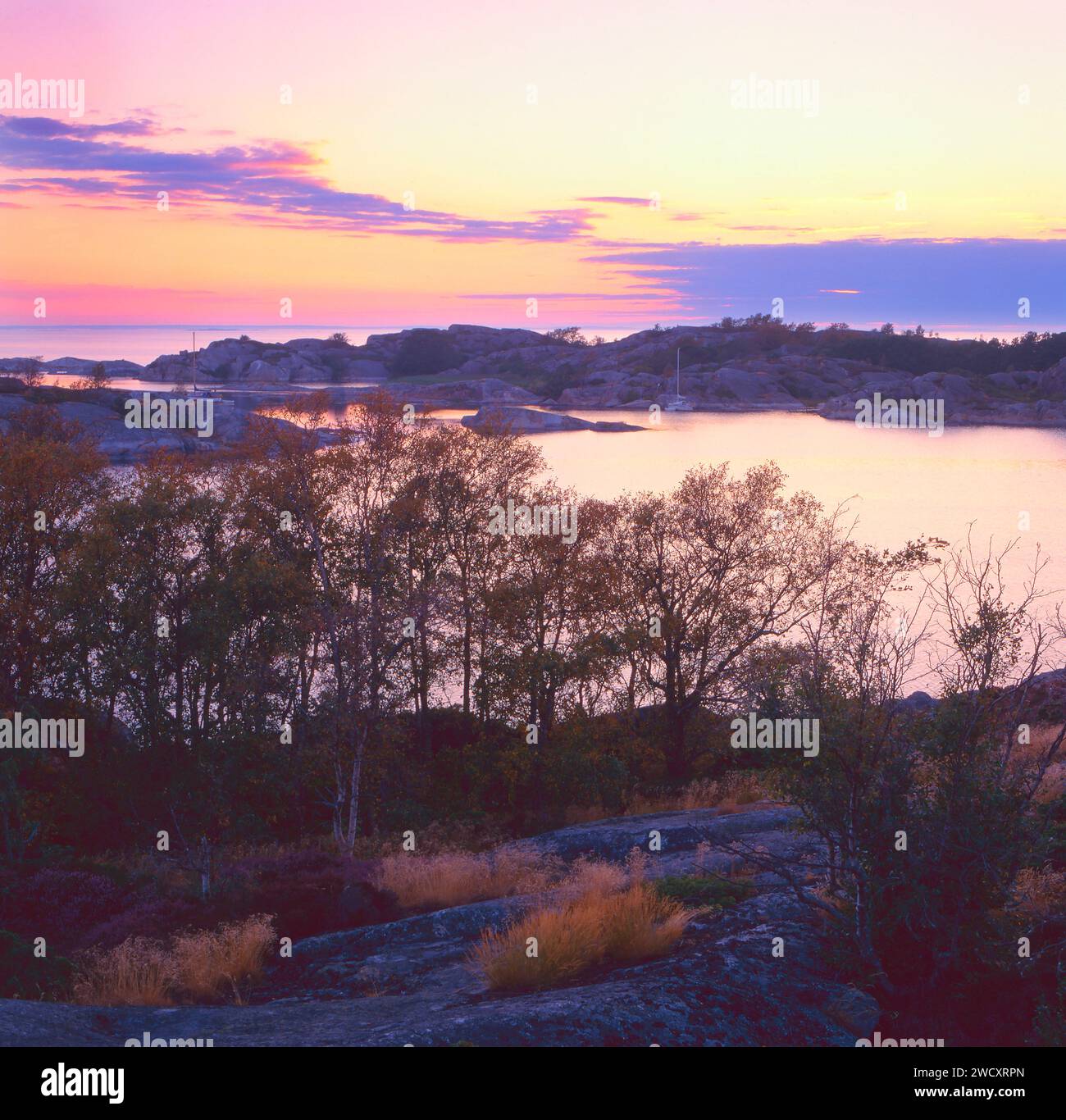 Crépuscule dans l'archipel de Stockhom, Suède Banque D'Images