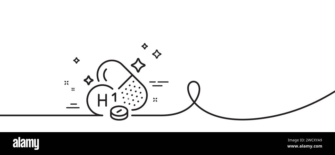 Icône de la ligne vitamine H1. Panneau nutritif alimentaire. Ligne continue avec boucle. Vecteur Illustration de Vecteur