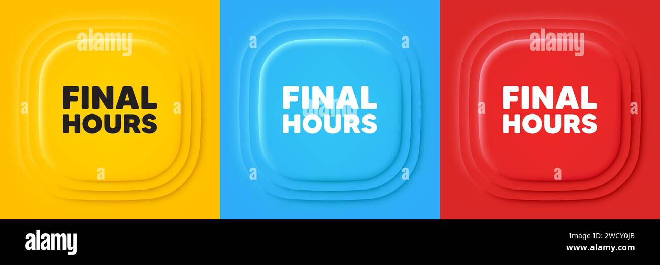 Solde des dernières heures. Panneau de prix d'offre spéciale. Neumorphic offre bannières. Vecteur Illustration de Vecteur