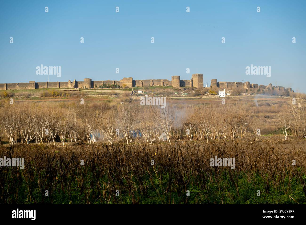 Château de Diyarbakir une vue depuis les Jardins de Hevsel en hiver Diyarbakir Turquie Banque D'Images
