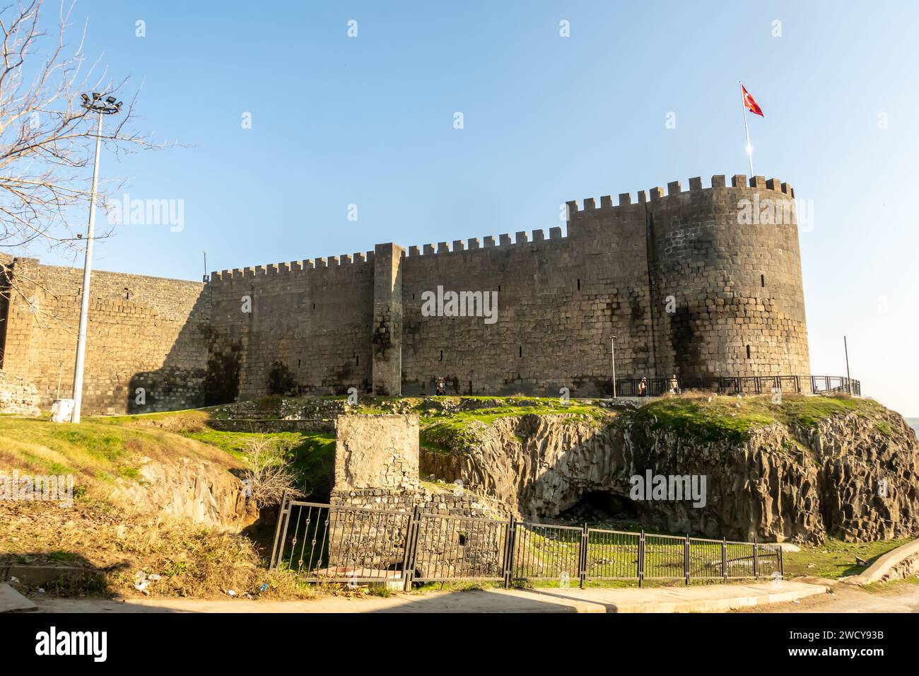 Keçi Burcu la Tour de chèvre, une section de la muraille de la ville à Diyarbakir Turquie Banque D'Images