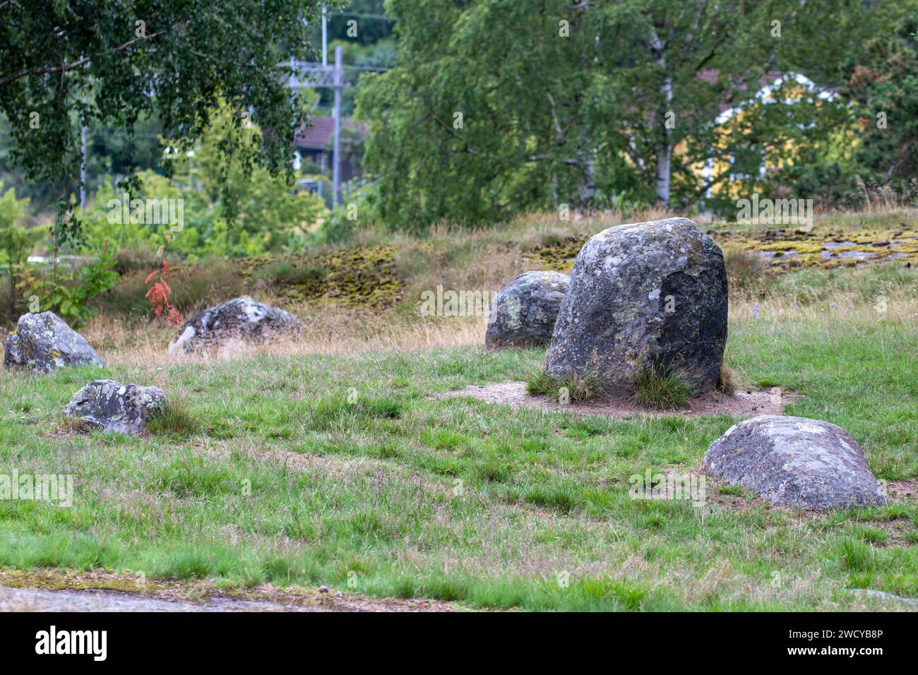 Photo d'un site d'anneau de pierre de l'âge de fer dans l'ouest de la Suède Banque D'Images