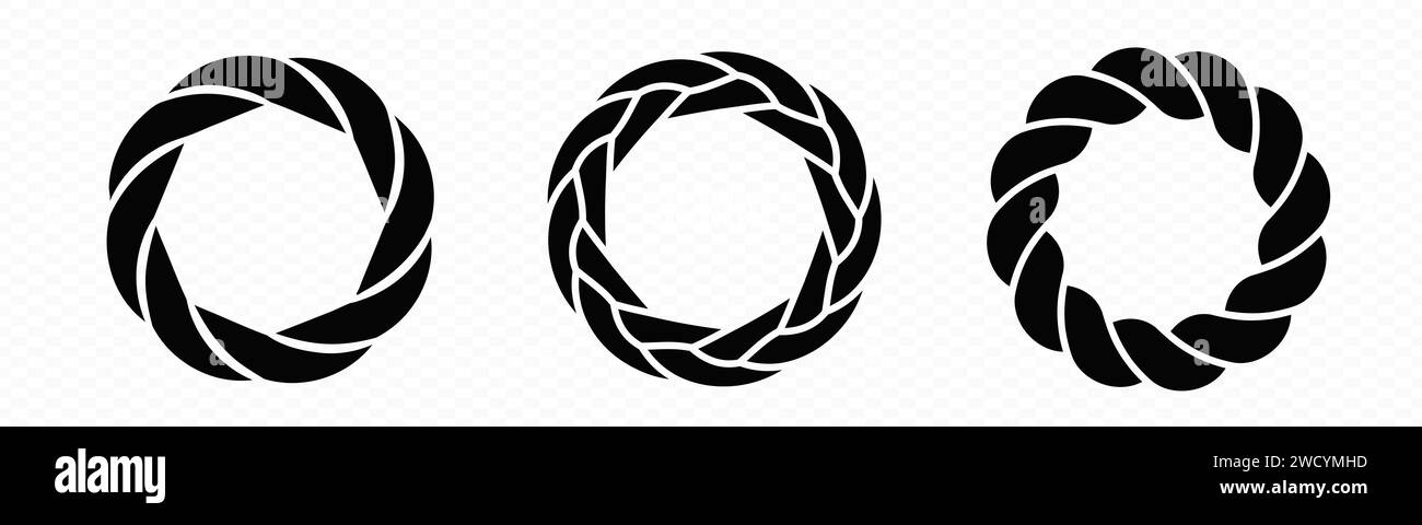 Cadre circulaire tressé. Anneau tressé rond. Illustration de Vecteur