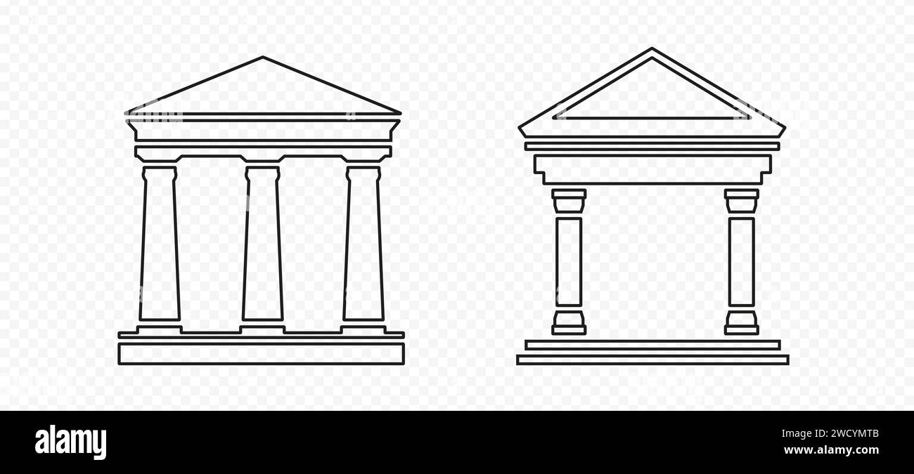 Vieux croquis de temples grecs. parthénon romain à l'architecture classique Illustration de Vecteur