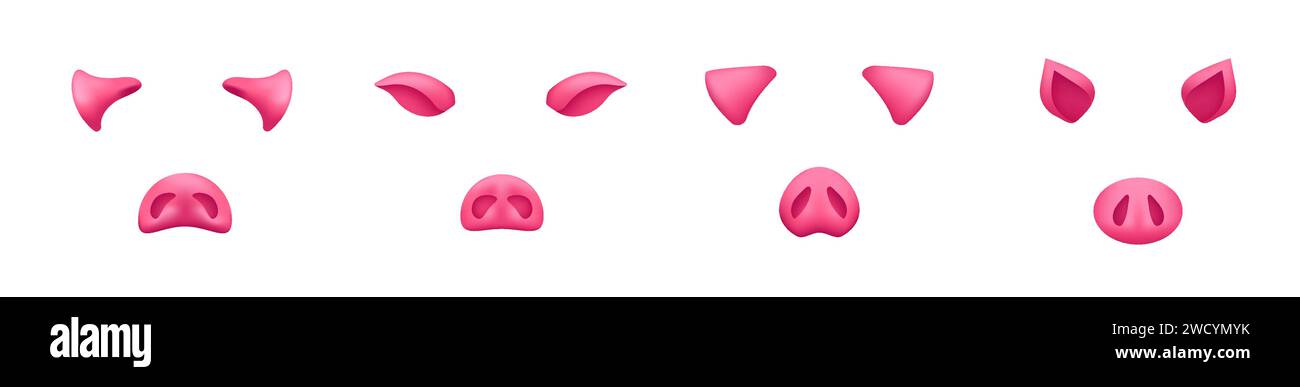 Gabarit de masque de porc. Nez et oreilles rose museau pour une fête amusante Illustration de Vecteur