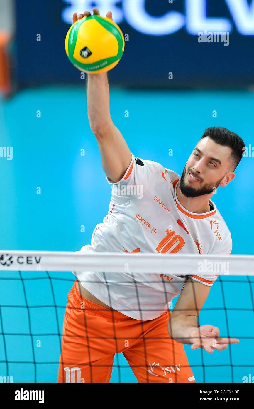 Jastrzebie Zdroj, Pologne. 17 janvier 2024. Ryan Sclater lors du match de la Ligue des champions de volleyball masculin CEV entre Jastrzebski Wegiel et SVG Luneburg le 17 janvier 2024 à Jastrzebie-Zdroj, Pologne. (Photo de PressFocus/Sipa USA) crédit : SIPA USA/Alamy Live News Banque D'Images