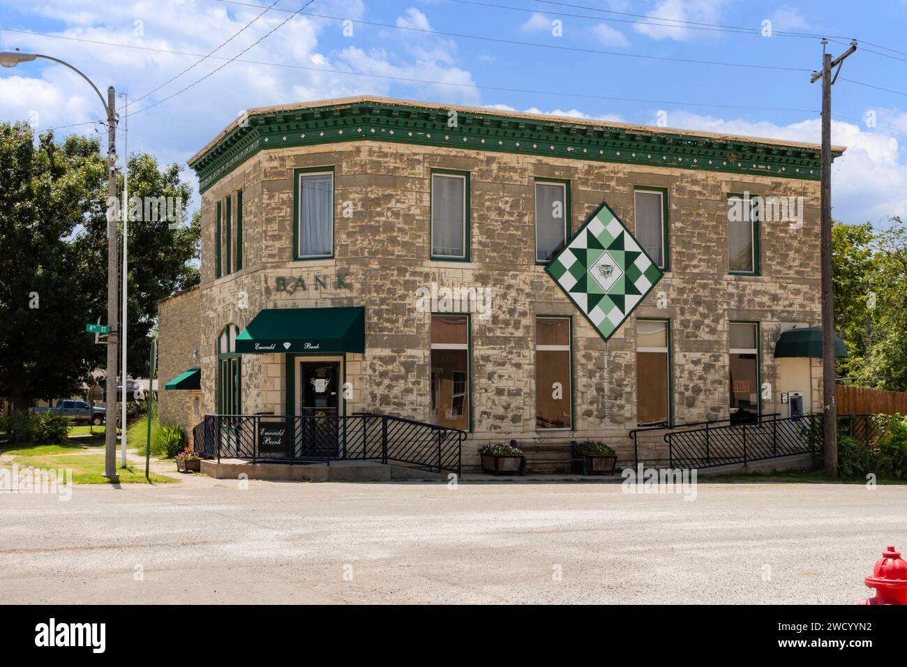 Emerald Bank, en grès et situé à Burden, Kansas, USA, une petite ville de 535 habitants. Banque D'Images