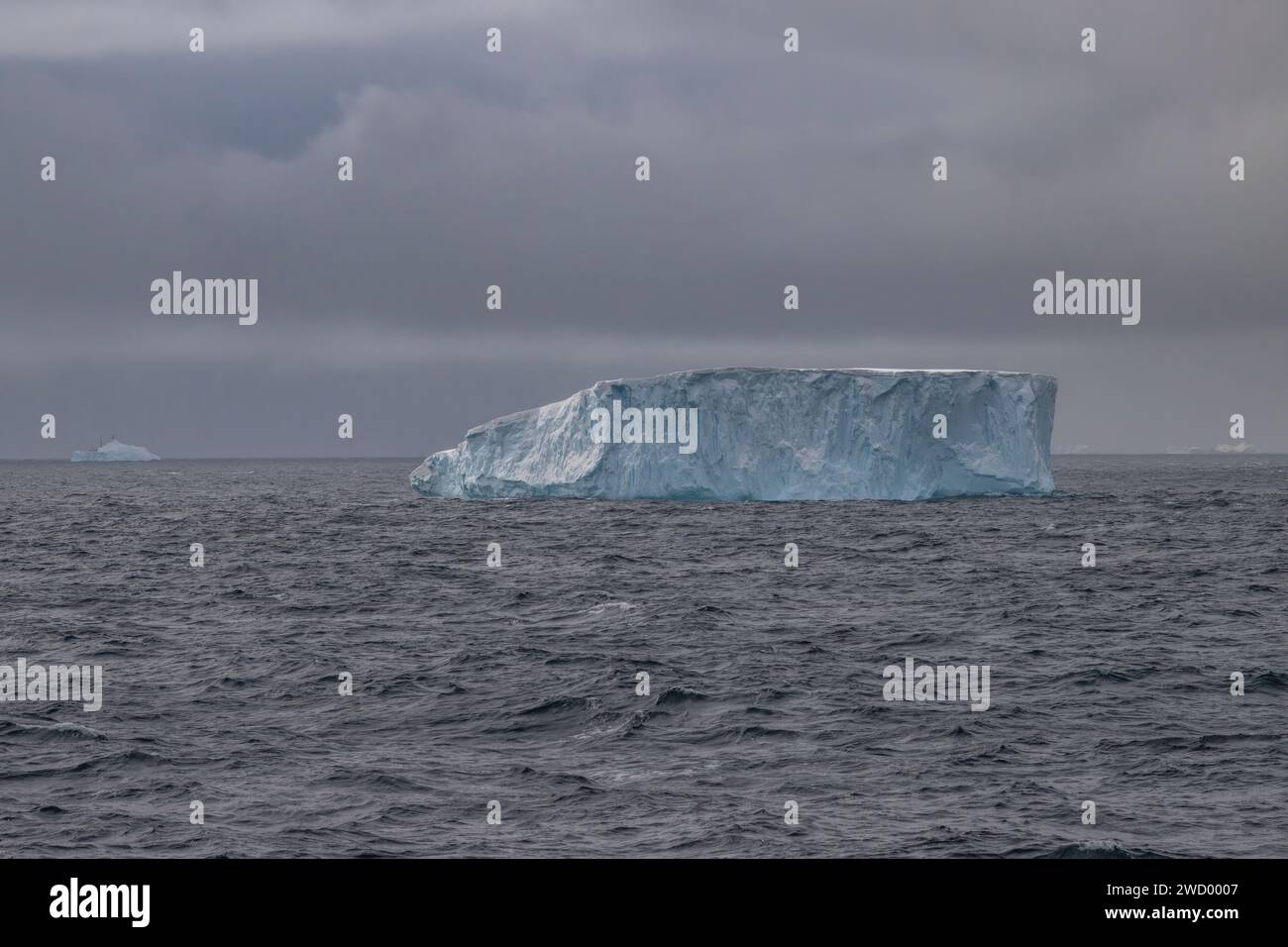 Icebergs Brialmont Cove, Antarctique, péninsule Antarctique, nombreuses berges dues à la rupture de la banquise antarctique, sculptée et façonnée par l'océan Banque D'Images