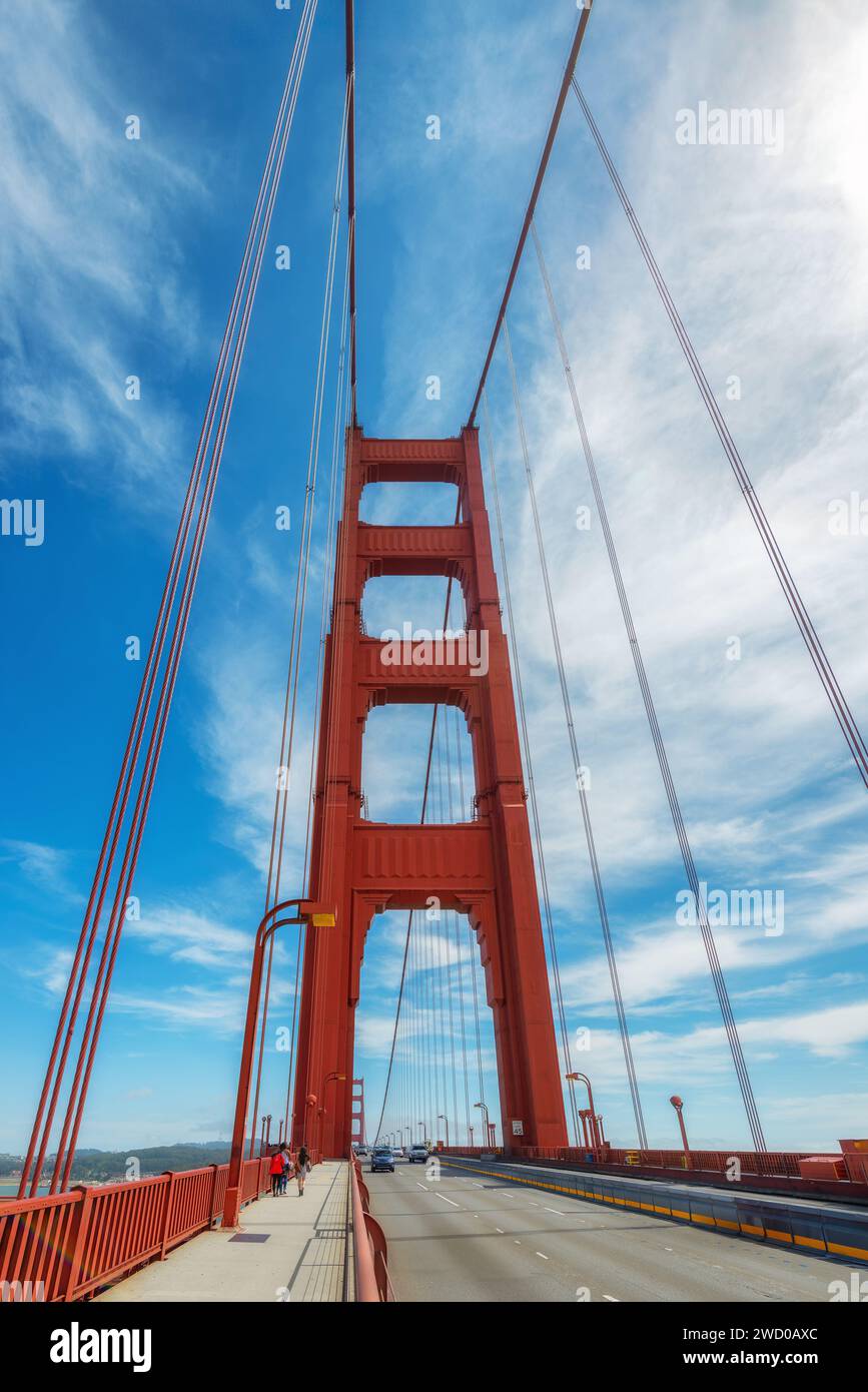 Route panoramique jusqu'à San Francisco - Golden Gate Bridge de près Banque D'Images
