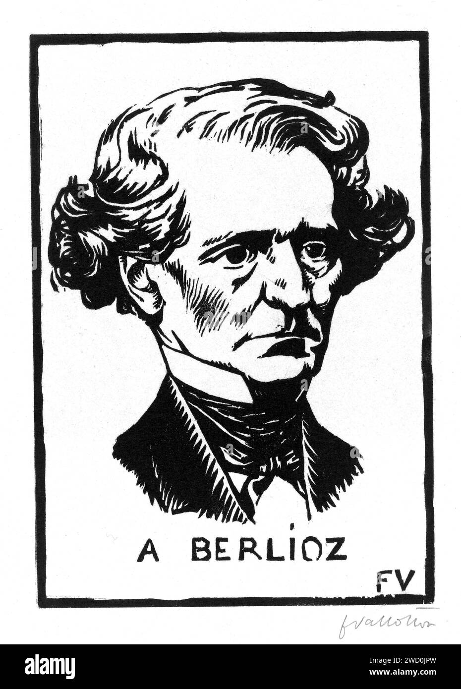 1860 c. , FRANCE : le compositeur français HECTOR BERLIOZ ( 1803 - 1869 ). Portrait gravé par Félix Edouard Vallotton , 1891 . - HISTOIRE - FOTO STORICHE - COMPOSITORE - OPERA LIRICA - CLASSICA - CLASSIQUE - PORTRAIT - RITRATTO - MUSICISTA - MUSICA - ILLUSTRAZIONE - ILLUSTRATION - GRAVURE - INCISIONE --- ARCHIVIO GBB Banque D'Images