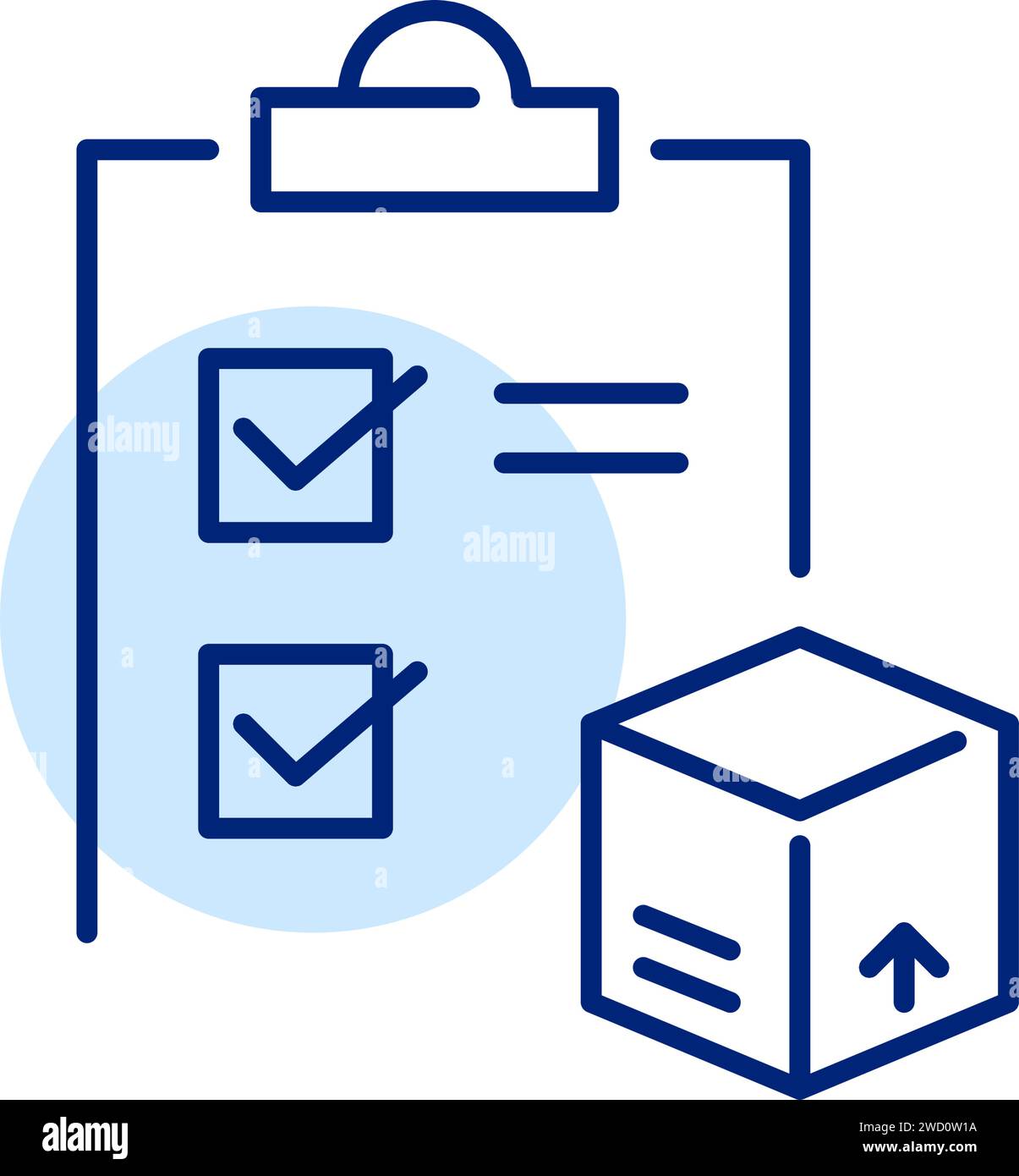 Justificatif de livraison. Presse-papiers et colis. Contour modifiable et parfait au pixel près Illustration de Vecteur