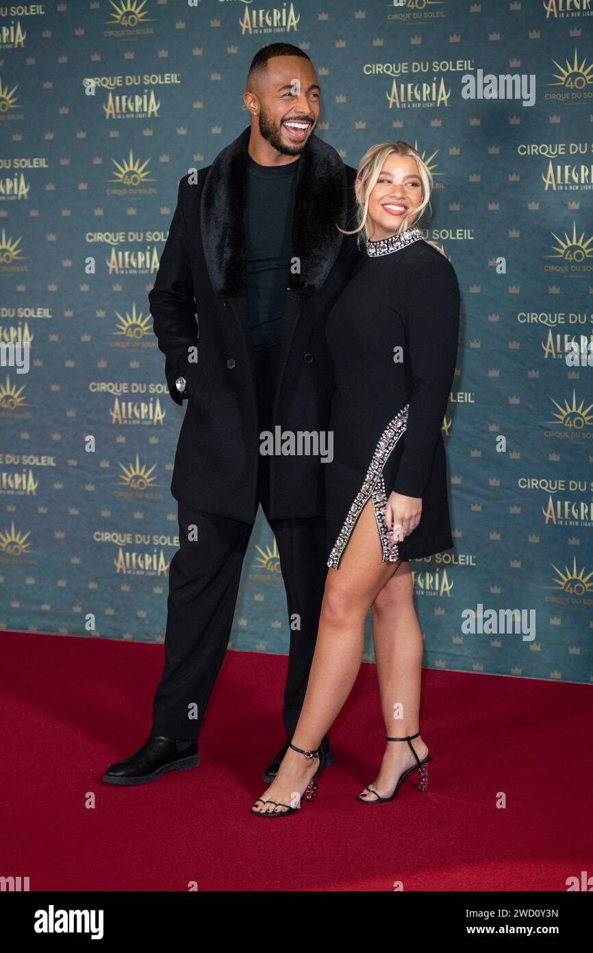 Londres, Royaume-Uni. 17 janvier 2024. Sur la photo : Tyler West, Molly Rainford assiste à la première européenne de « ALEGRIA - In A New Light » du Cirque du Soleil au Royal Albert Hall. Crédit : Justin ng/Alamy Live News Banque D'Images