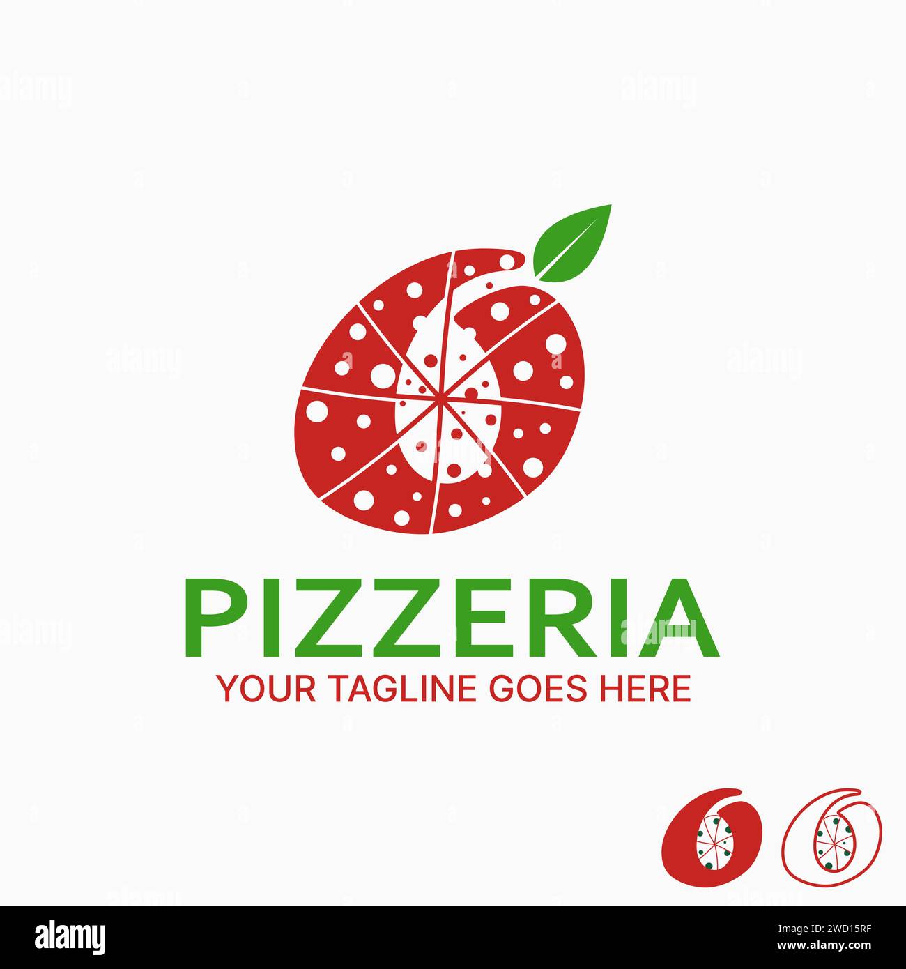 Logo design concept graphique Creative Premium Vector Sign unique stock initial lettre O police comme feuille de nourriture de pizza. Lié à la typographie monogramme Illustration de Vecteur