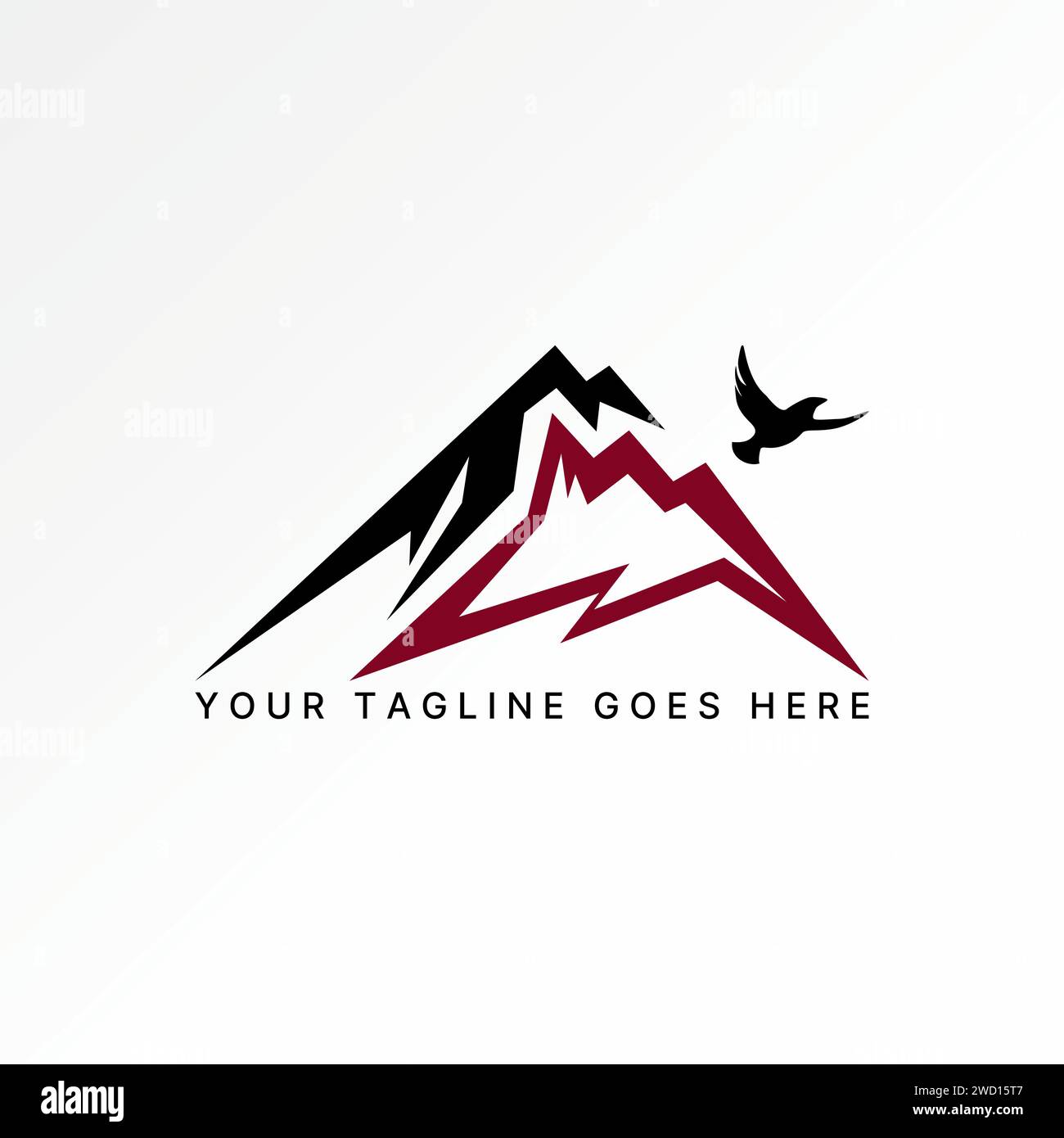 Logo design concept graphique créatif premium abstrait icône signe vecteur stock montagne ligne art avec oiseau aigle. Lié à la forêt d'aventure paysagère Illustration de Vecteur