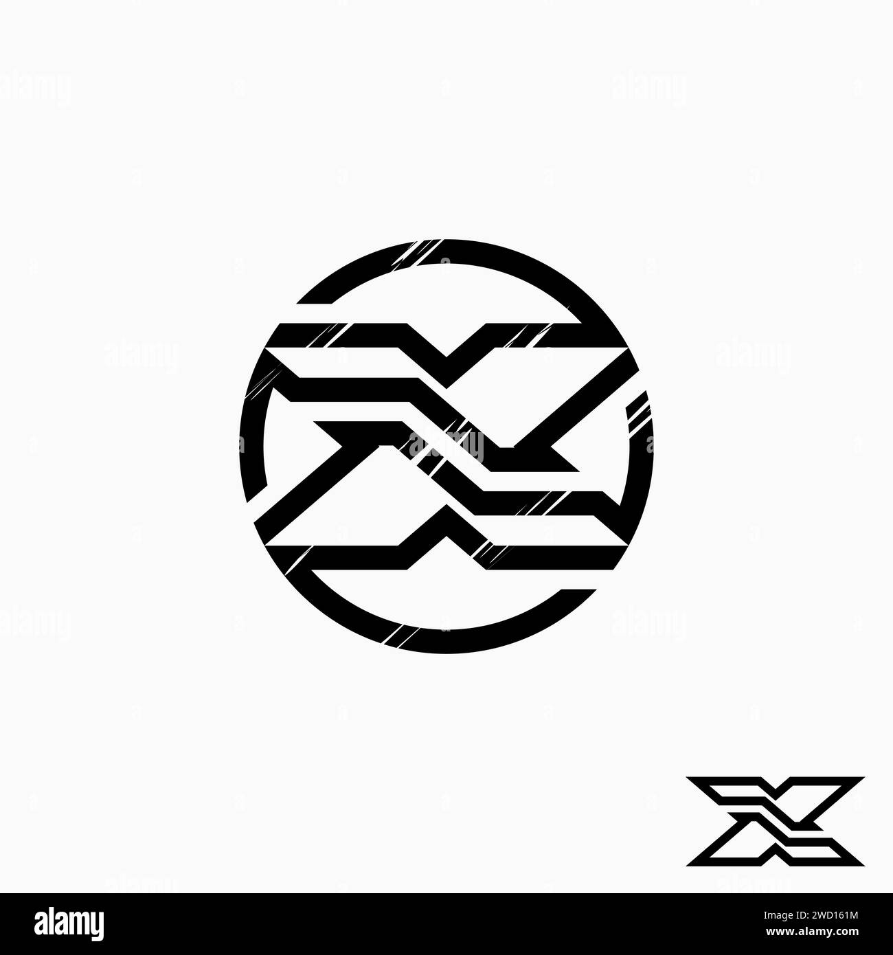 Conception de logo concept graphique créatif premium vecteur stock initiale lettre X police coupée haut vers le bas ligne de cercle de retournement. Lié à la marque de typographie monogramme Illustration de Vecteur