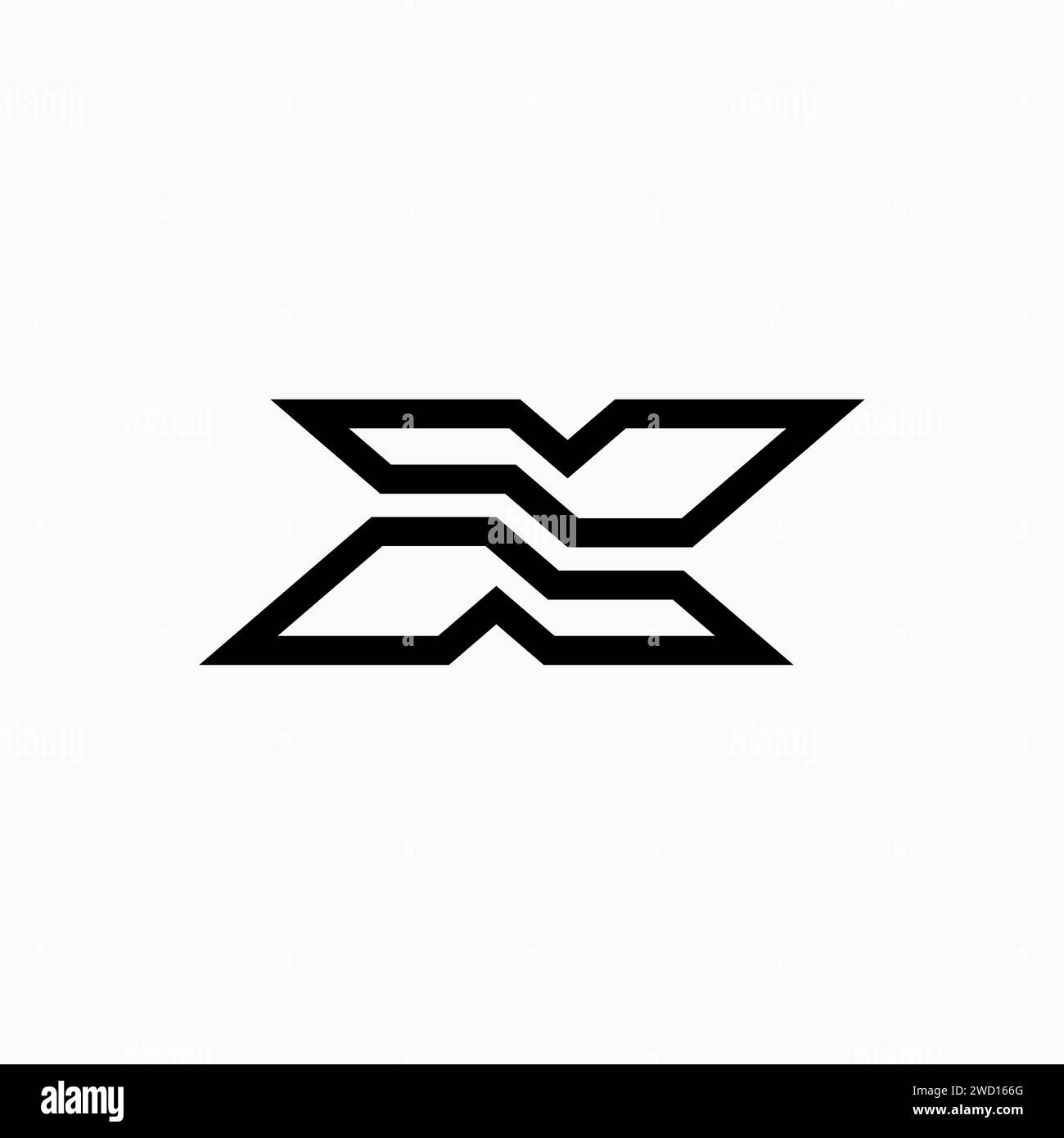 Conception de logo concept graphique créatif premium vecteur stock icône initiale lettre X police coupée haut vers le bas ligne de retournement. Marquage de typographie monogramme associé Illustration de Vecteur