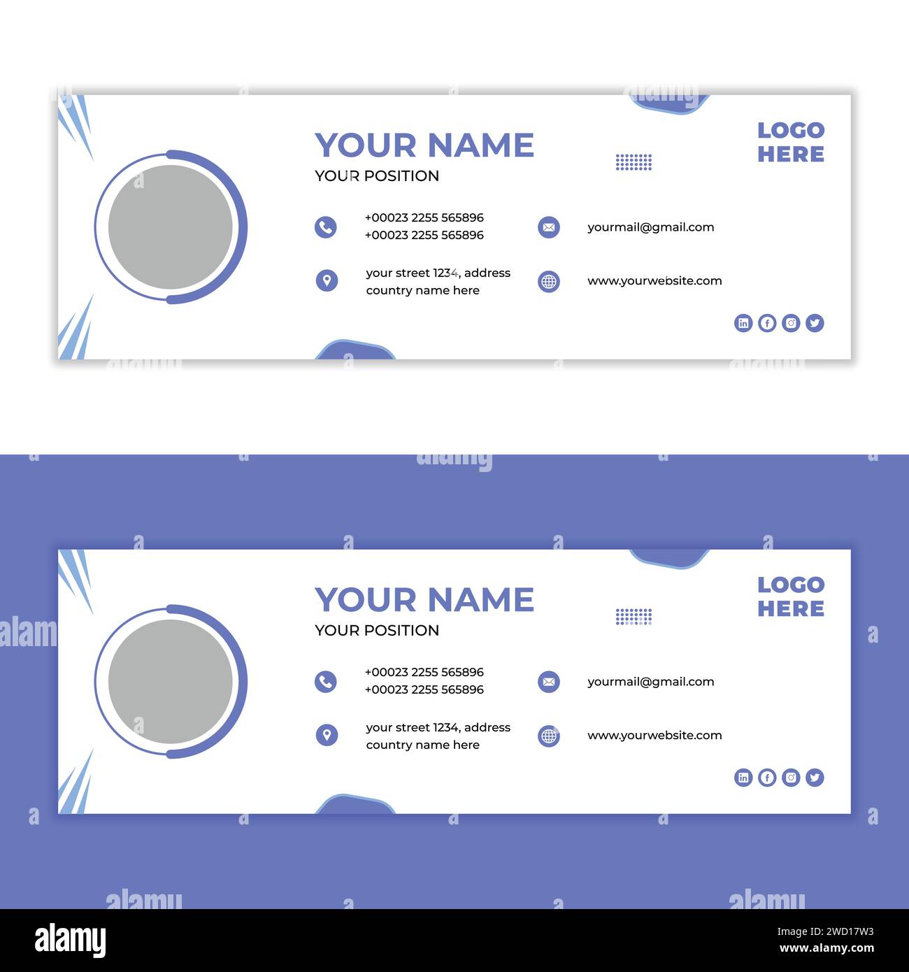 Modèle de conception de signature d'email professionnel Illustration de Vecteur