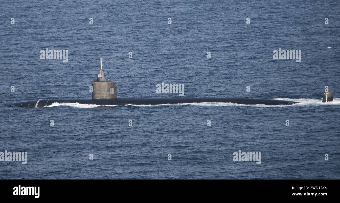 Sous-marin de classe Los Angeles USS Alexandria lors de l'opération Foal Eagle. Banque D'Images