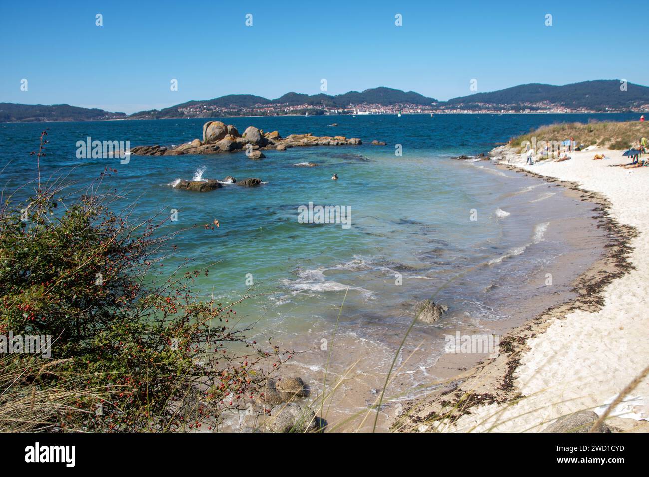 La plage de Samil à Vigo en Galice, Espagne Banque D'Images