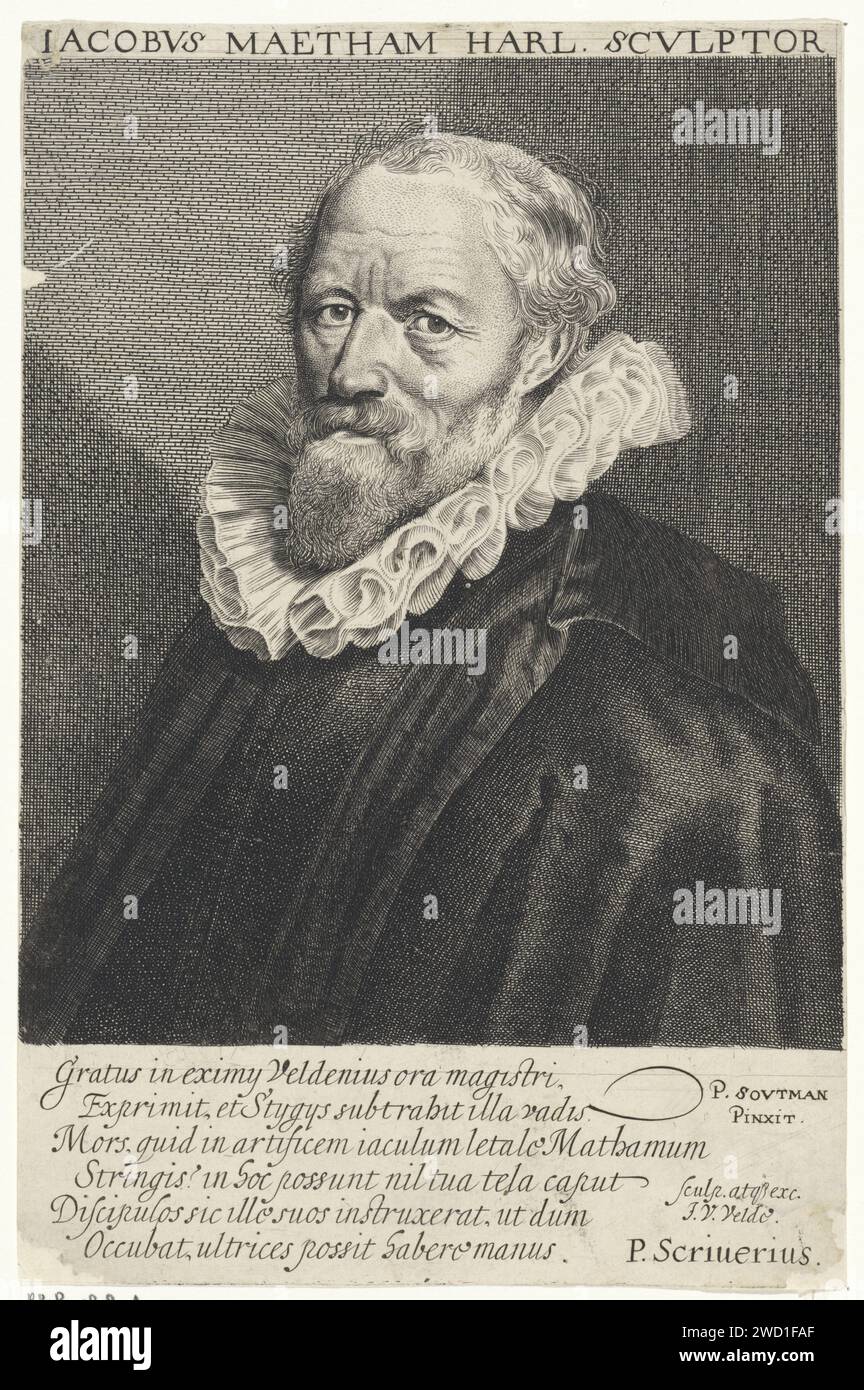 Portrait de Jacob Matham, Jan van de Velde (II), d'après Pieter Claesz. Soutman, 1630 print Portrait du graveur Haarlem Jacob Matham. Gravure sur papier du nord des pays-Bas Banque D'Images