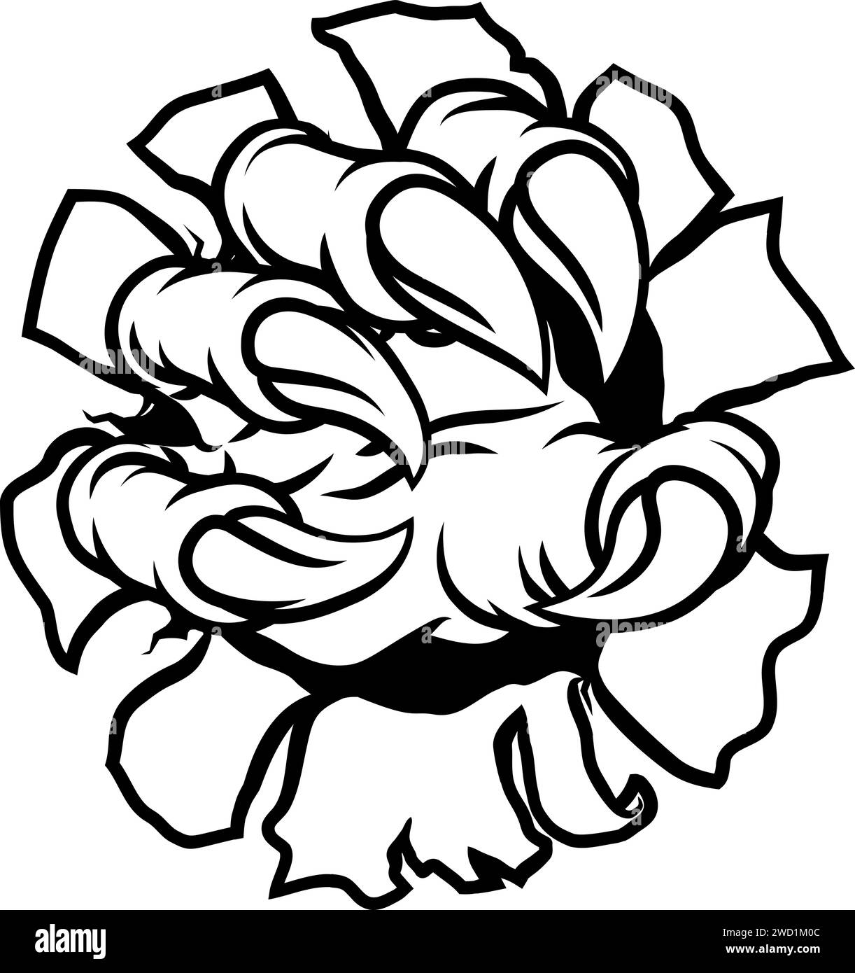 Griffe Monster Dinosaur Eagle Dragon main RIP Tear Illustration de Vecteur