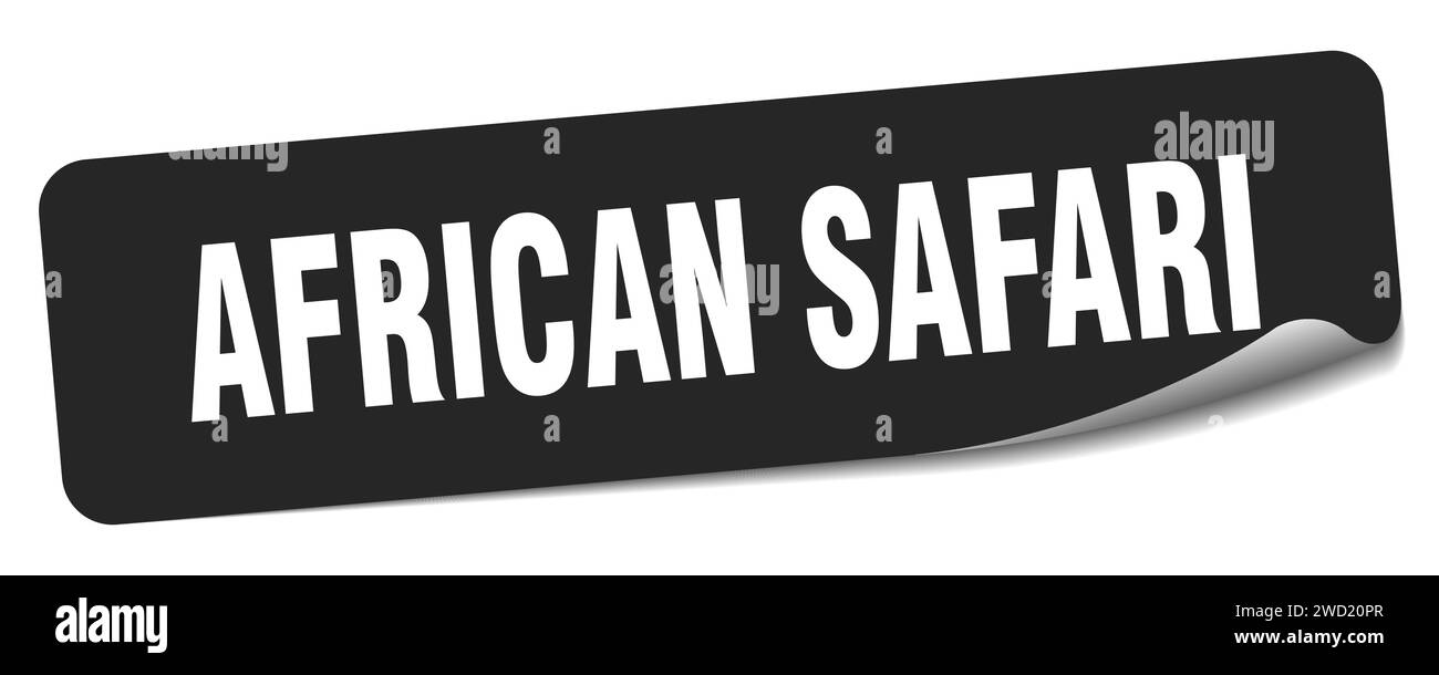 autocollant safari africain. étiquette rectangulaire africaine de safari isolée sur fond blanc Illustration de Vecteur