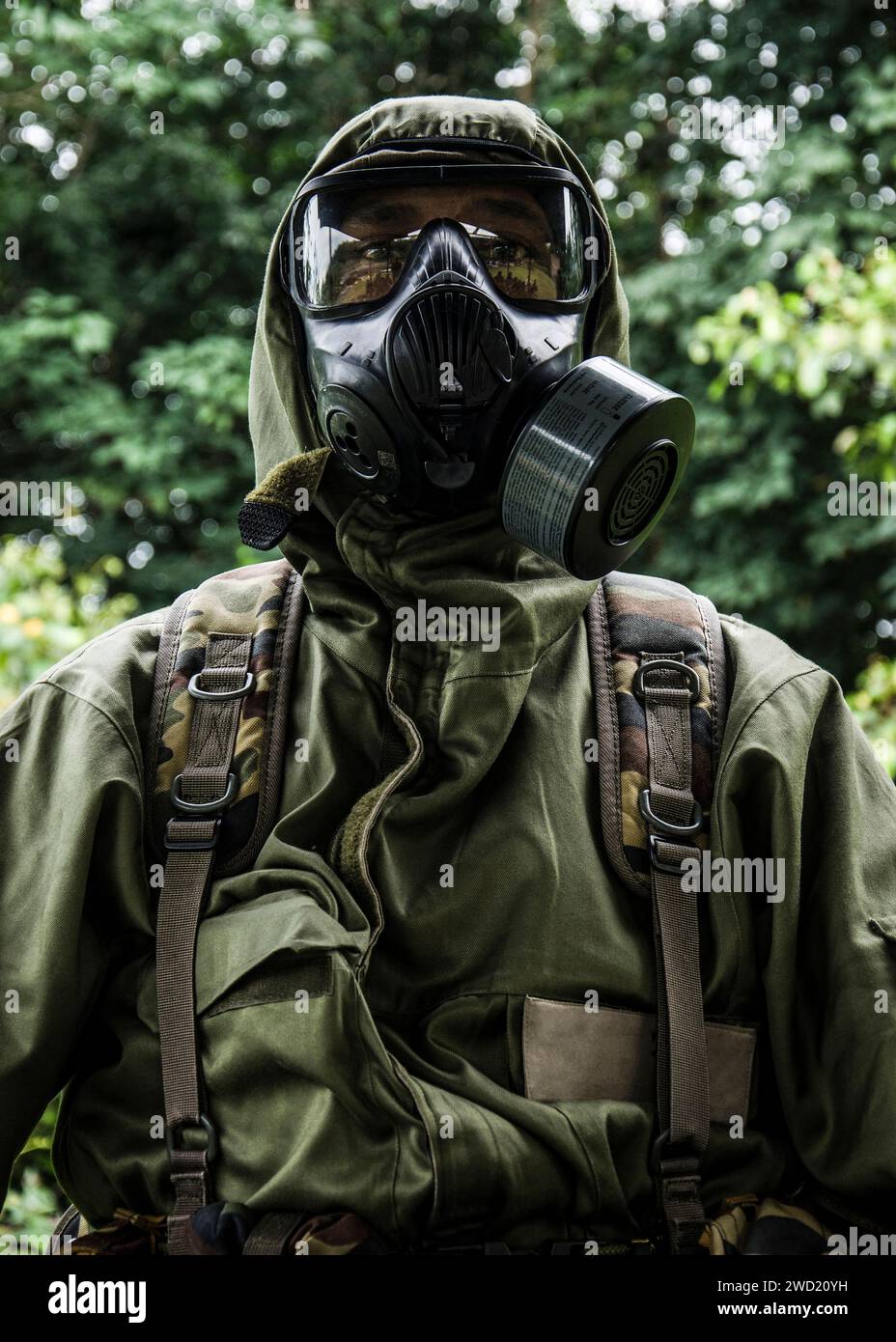 Ingénieur malaisien, Section de la défense des produits chimiques biologiques nucléaires pendant l'exercice Keris Strike. Banque D'Images