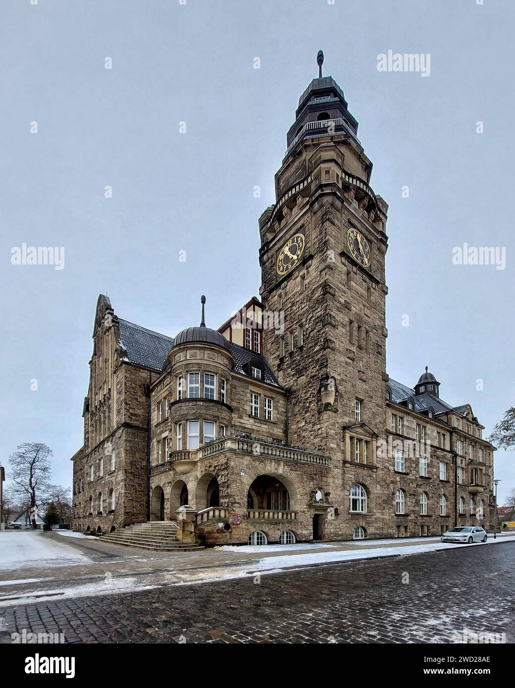 Hôtel de ville de Wittenberge à Brandebourg, en Allemagne, un jour d'hiver. Banque D'Images