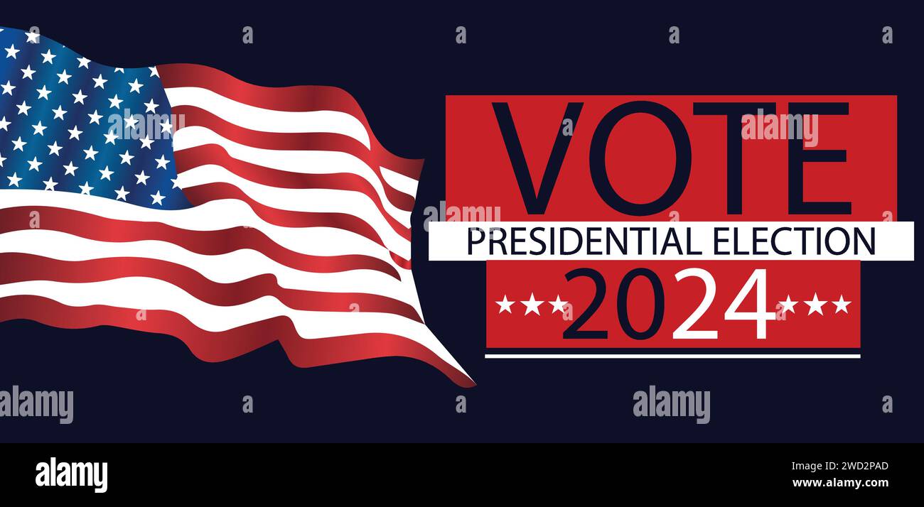 Voter élection présidentielle 2024 États-Unis illustration de texte Design Illustration de Vecteur