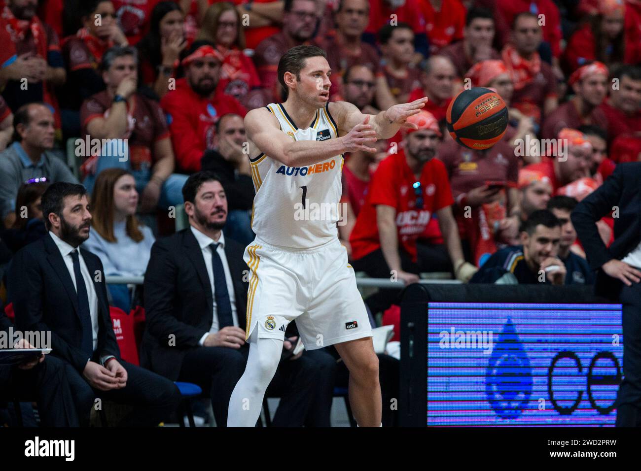 Fabien Causeur attaquant français, joueur du Real Madrid basket, pendant le match UCAM Murcia CB vs REAL MADRID basket, ACB, Endesa Basketball League, Premier Banque D'Images