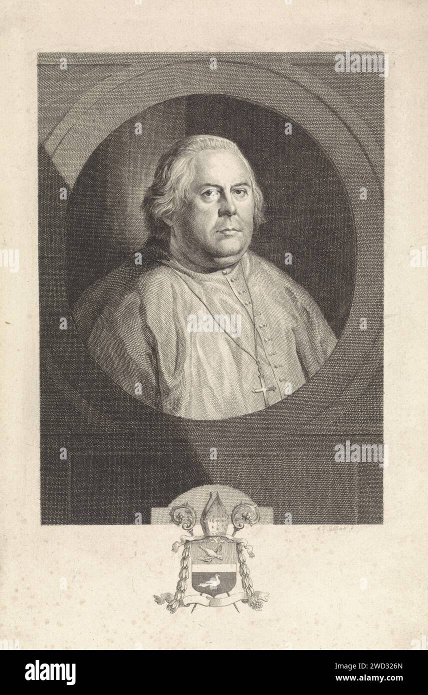 Portrait d'un abbé inconnu, Mathias de Sallieth, 1764 - 1791 tirage Portrait d'un abbé inconnu, peut-être un abbé de Tongerlo. abbé de gravure de papier Banque D'Images