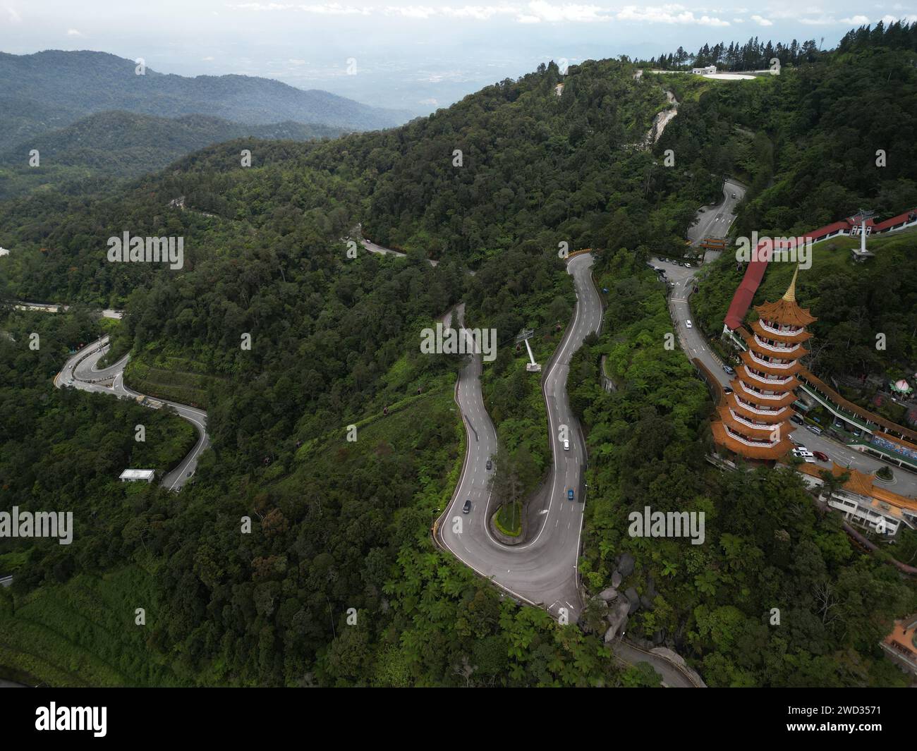 Une vue aérienne du temple Chin Swee dans la région de Genting Highlands en Malaisie Banque D'Images