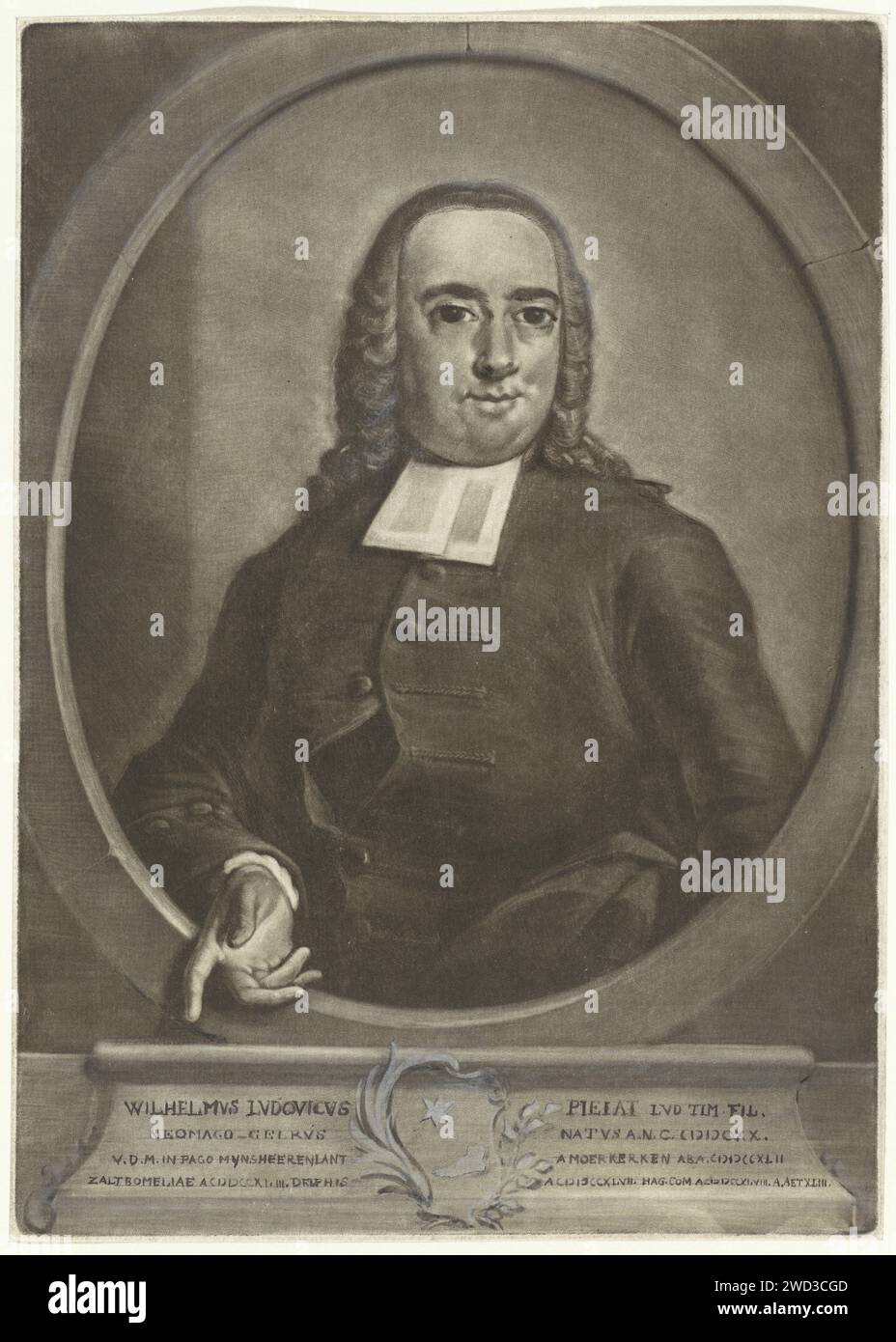 Portrait du pasteur Willem Lodewijk Pielat, Aert Schouman, 1748 - 1792 imprimer le papier de la Haye. pinceau (revêtement) / stylo Banque D'Images