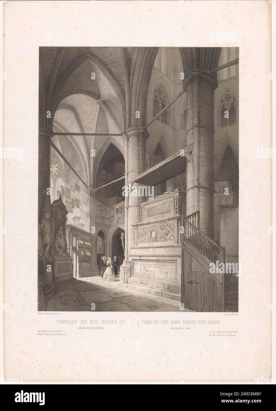 Tombe du roi Henri III d'Angleterre à l'abbaye de Westminster, Louis Jules Arnout, 1855 - 1856 imprimeur : Parisafter dessin par : Parisprinter : Parispublisher : Parispublisher : Berlinpublisher : Londonpublisher : New York (ville) tombe en papier, tombe. Intérieur de l'église Westminster Abbey Banque D'Images