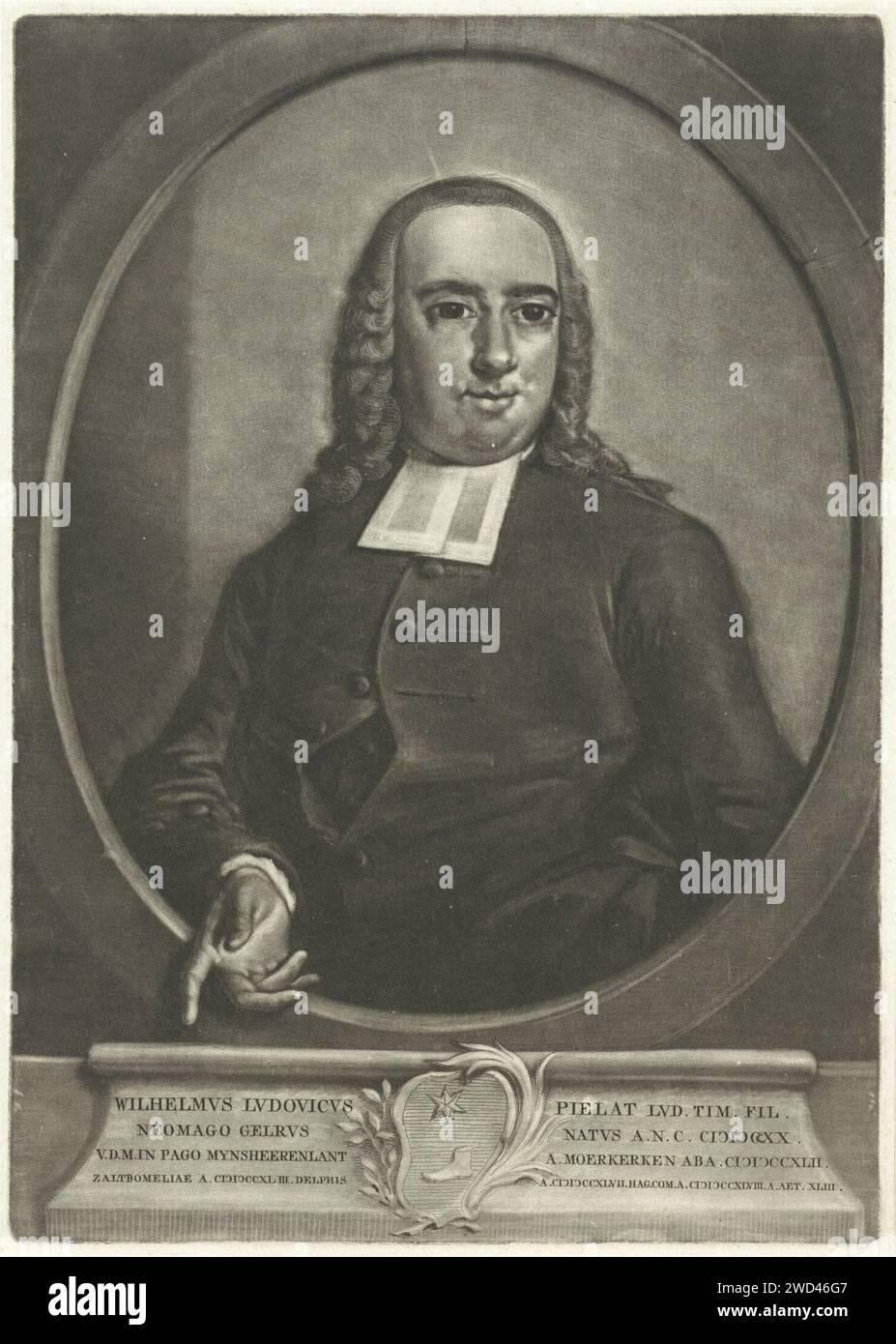 Portrait du pasteur Willem Lodewijk Pielat, Aert Schouman, 1748 - 1792 gravure sur papier Banque D'Images