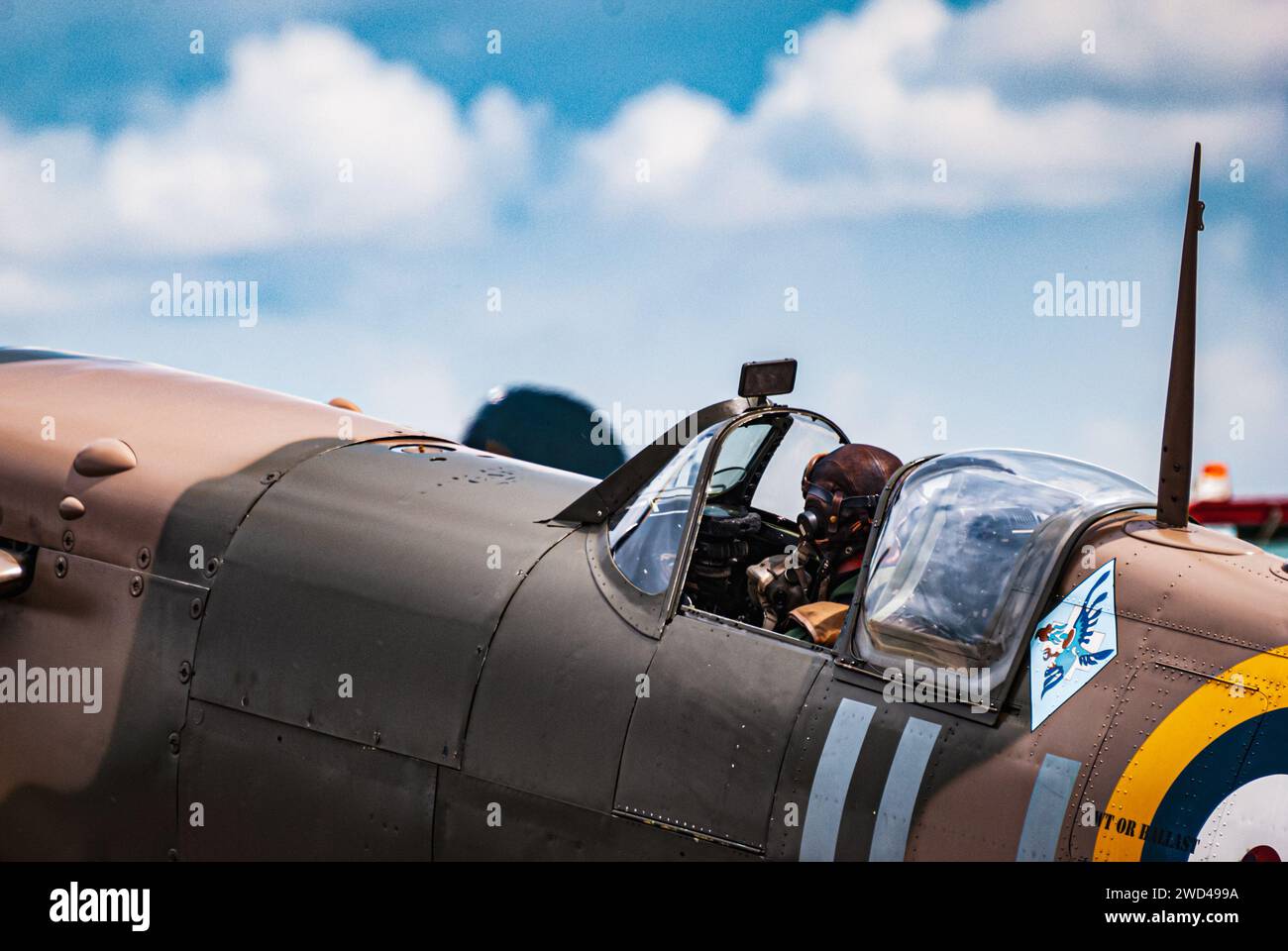 Cockpit d'un avion de chasse Spitfire de WW2 Banque D'Images