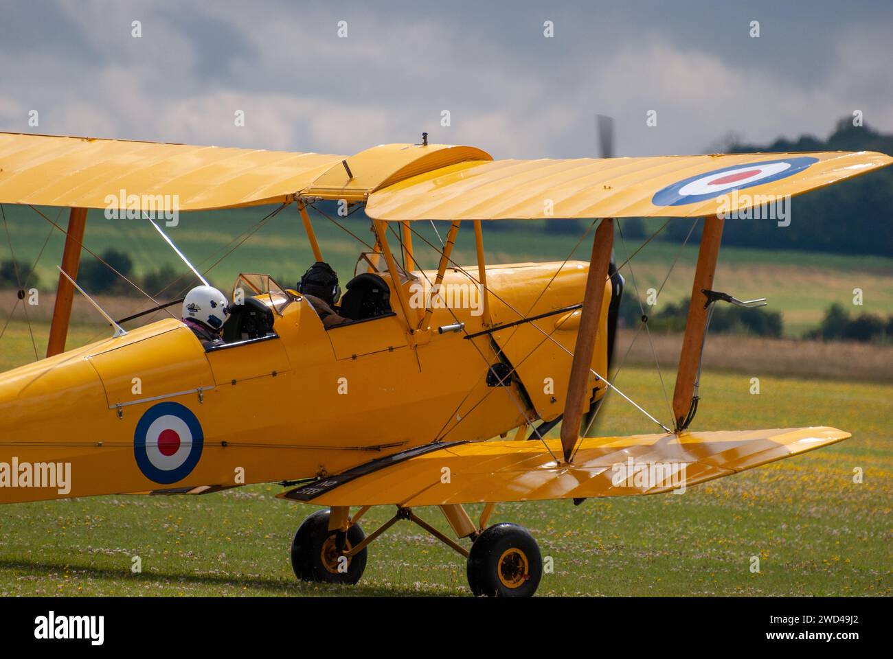 De Havilland DH-82 Tiger Moth (DF112 RAF) un avion d'entraînement autrefois populaire. Banque D'Images