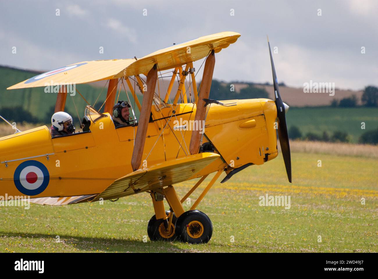 De Havilland DH-82 Tiger Moth (DF112 RAF) un avion d'entraînement autrefois populaire. Banque D'Images