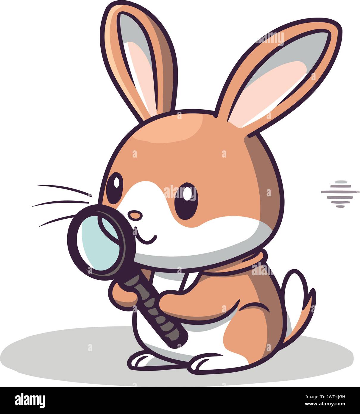 Lapin avec loupe. Caractère animal. Illustration vectorielle. Illustration de Vecteur