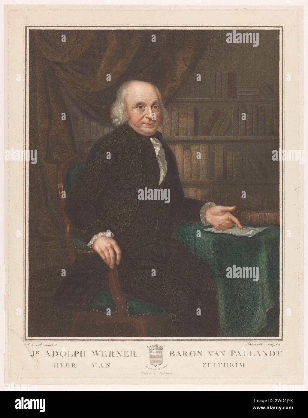 Portrait d'Adolph Werner van Pallandt à Zuthem, Drost van IJsselmuiden, Luigi Schiavonetti, d'après Adriaan de Lelie, 1790 - 1810 estampe Amsterdam gravure sur papier / gravure de personnages historiques Banque D'Images