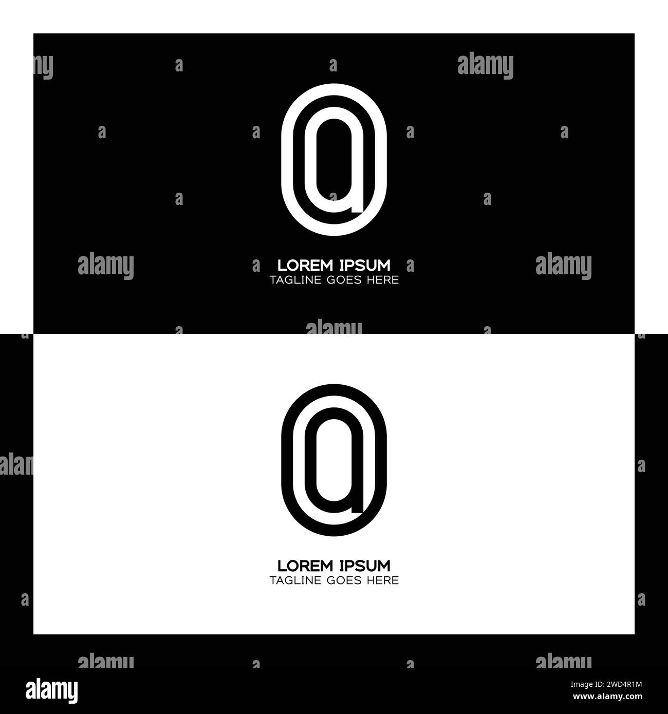 Logo de la lettre initiale OQ. Monogramme à motif alphabet O et Q. Illustration de Vecteur