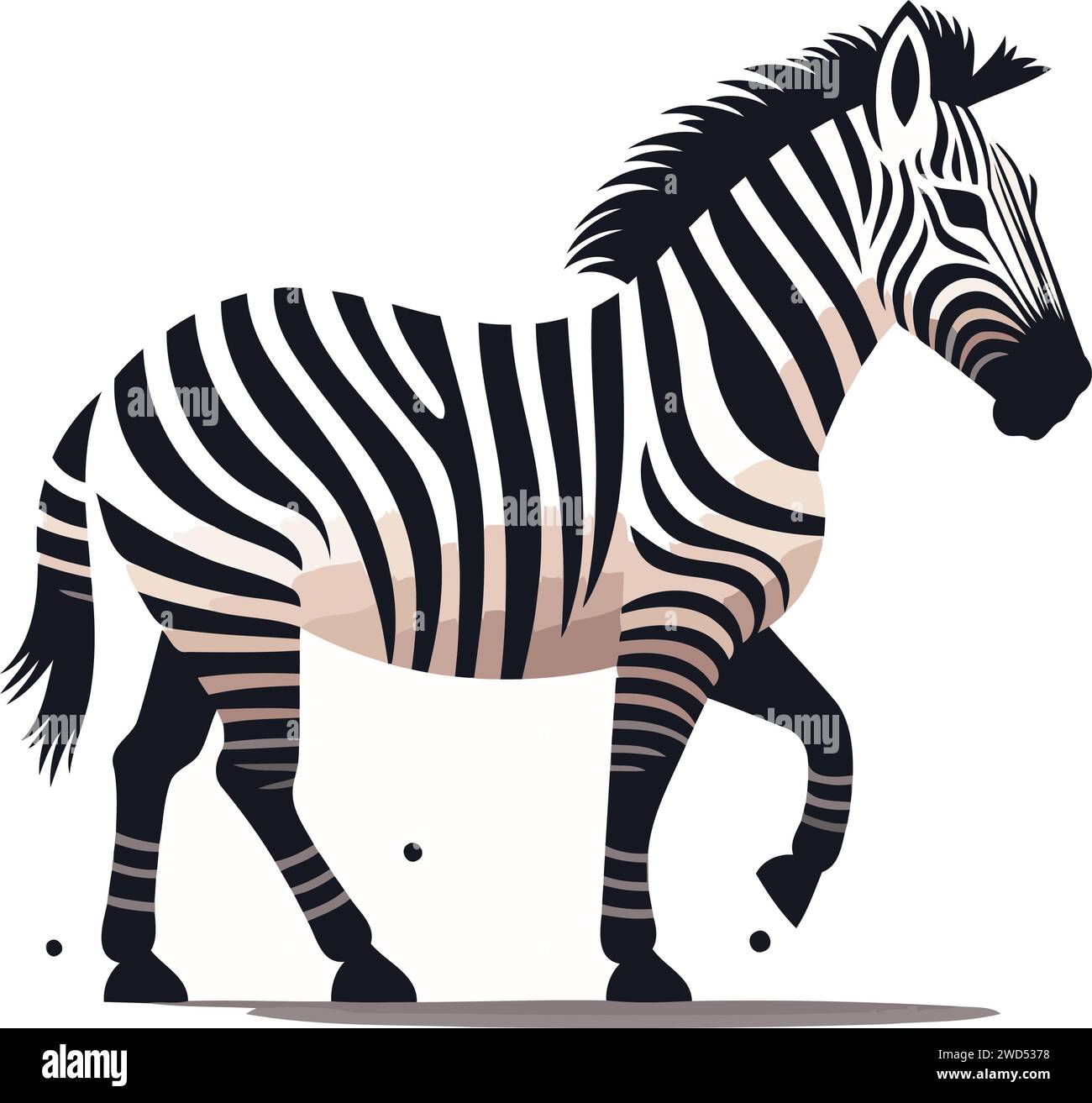 Illustration vectorielle Zebra isolée sur fond blanc. Silhouette zèbre. Illustration de Vecteur