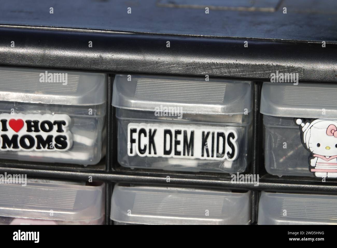 Autocollants de pare-chocs de voiture en vente en Amérique. Certains peuvent avoir une double signification ! Banque D'Images