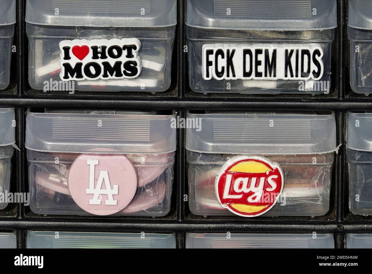 Autocollants de pare-chocs de voiture en vente en Amérique. Certains peuvent avoir une double signification ! Banque D'Images