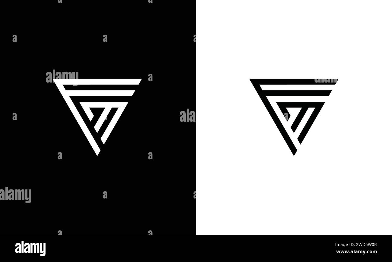 Lettre minimaliste FM logo Design , modifiable en format vectoriel en noir et blanc couleur Illustration de Vecteur