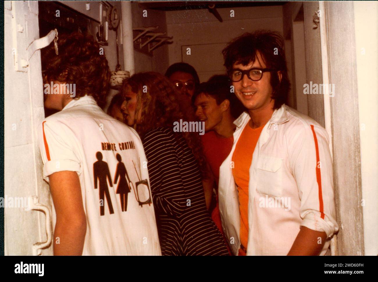 Les tubes dans leur dressing regardant Squeeze ouvrir le spectacle à l'Orpheum de Boston, Massachusetts, États-Unis, le 5 mai 1979. Banque D'Images