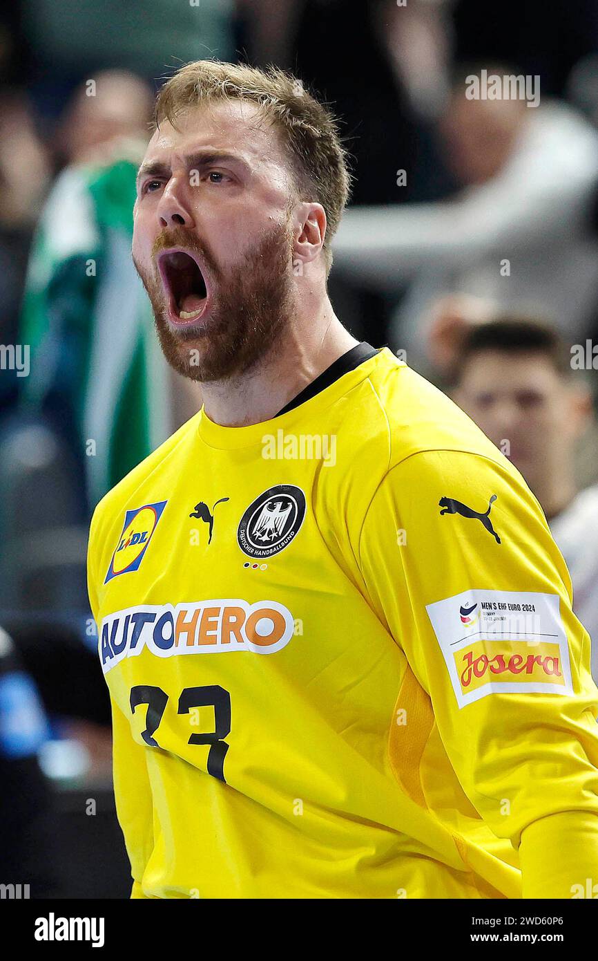 Handball, EHF-Europameisterschaft der Männer Hauptrunde Lanxess-Arena in Köln 18.01.2024 Deutschland (GER) gegen Island (ISL) 26:24 Torwart Andreas WOLFF (GER) Foto : Norbert Schmidt, Düsseldorf Banque D'Images