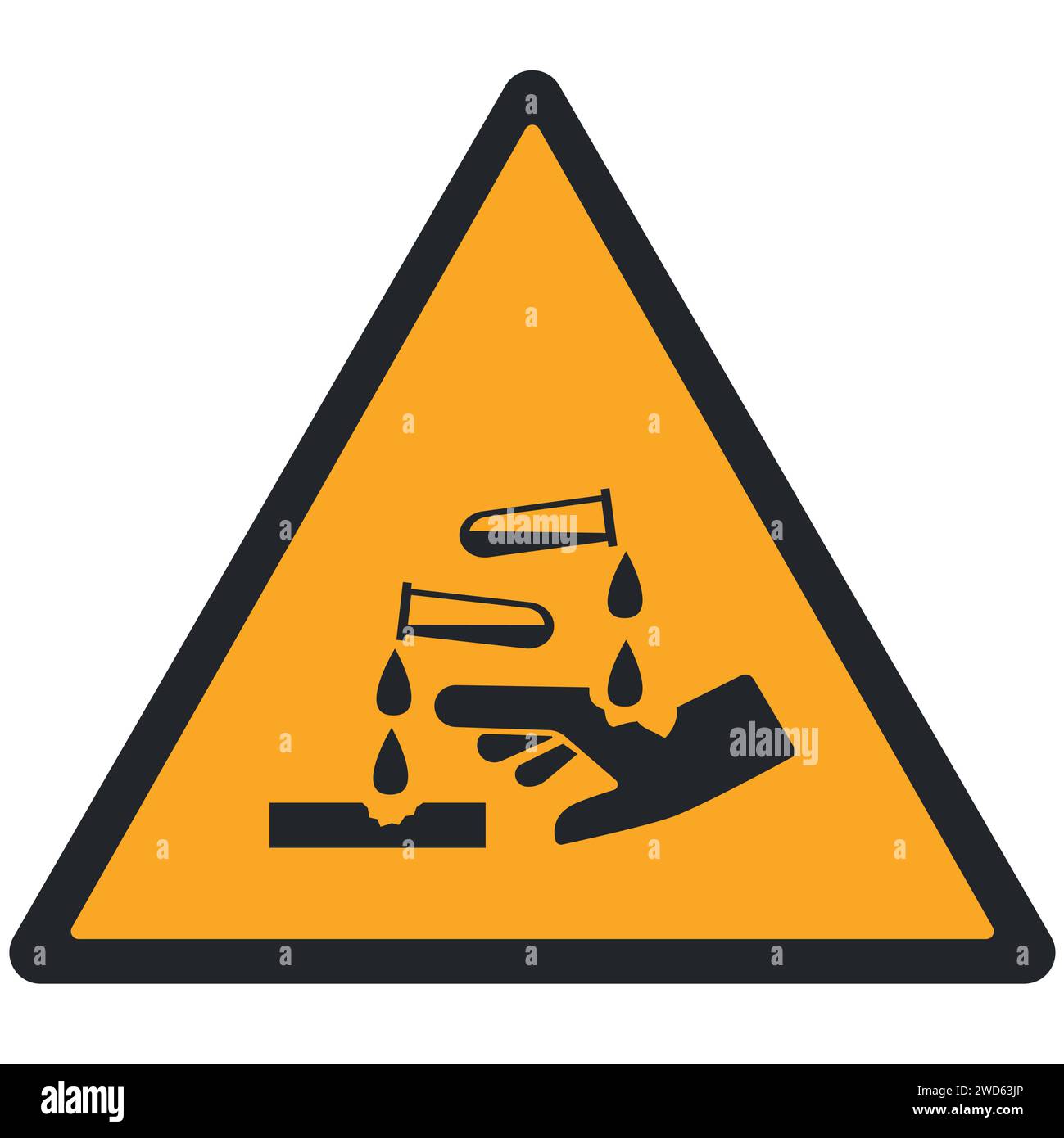 PICTOGRAMME D'AVERTISSEMENT, MATIÈRE CORROSIVE ISO 7010 - W023 Illustration de Vecteur