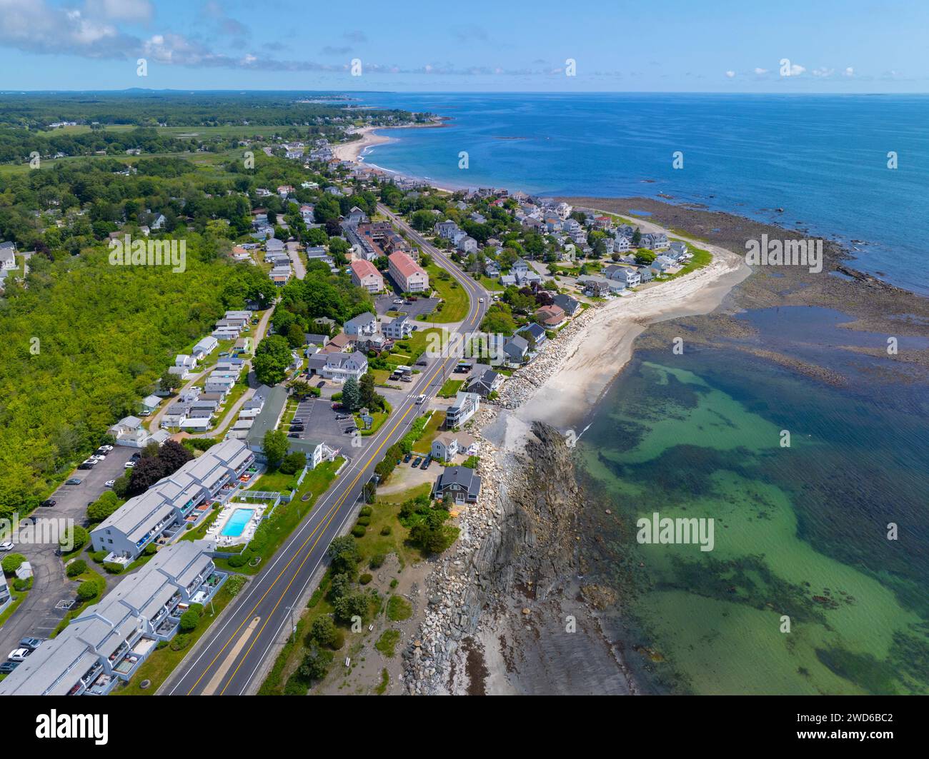 Ruth Simpton Seashore Park à Plaice Cove vue aérienne à North Beach dans la ville de Hampton, New Hampshire NH, États-Unis. Banque D'Images