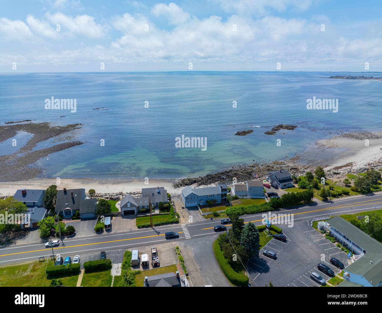 Ruth Simpton Seashore Park à Plaice Cove vue aérienne à North Beach dans la ville de Hampton, New Hampshire NH, États-Unis. Banque D'Images